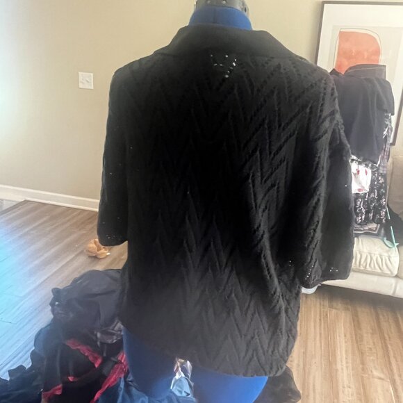 BDG Crochet Look Knit Sweater Button Down with Zig Zag Pattern - Picture 3 of 4